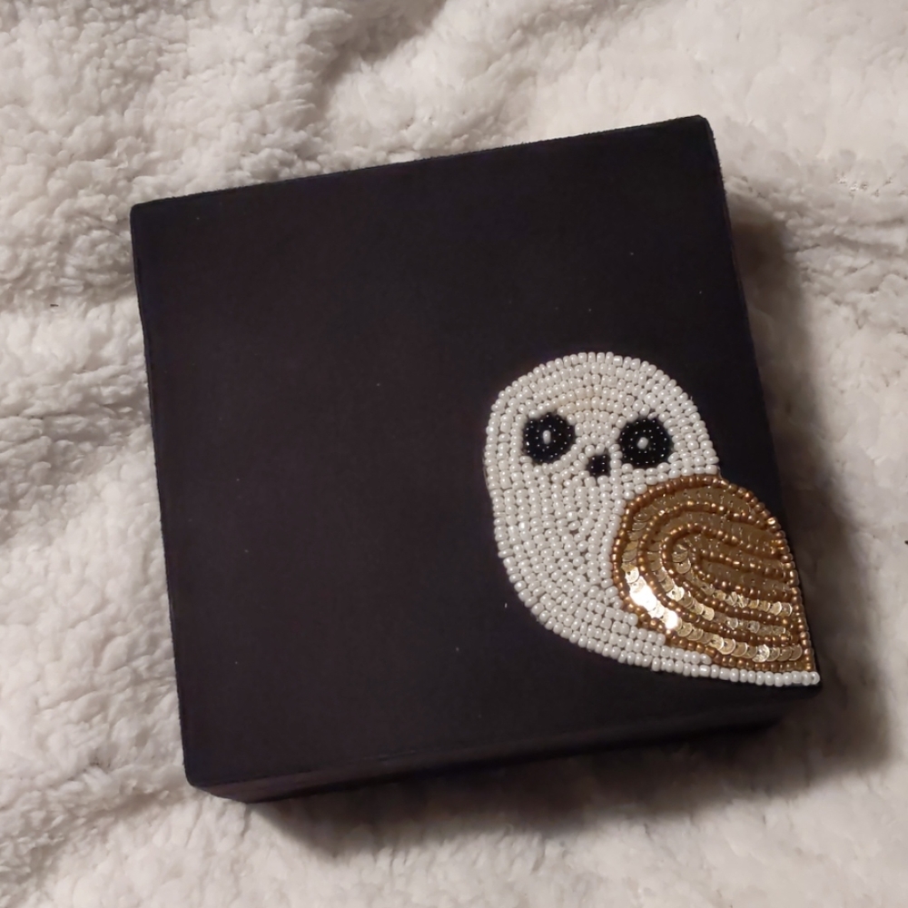 🎁 Xmas Gift: RARE Beaded Owl Jewelry Box
